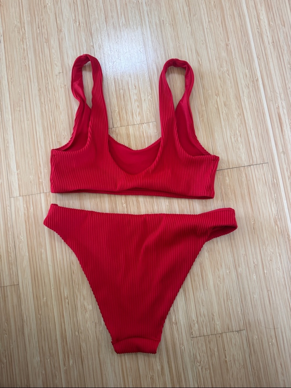 COS Red Ribbed Two-Piece Bikini Set - Picture 2 of 3